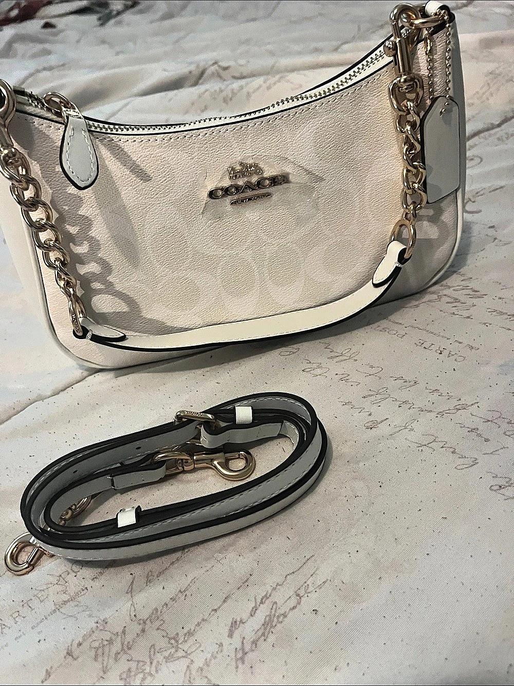 Coach Teri Shoulder Bag in Signature Canvas White